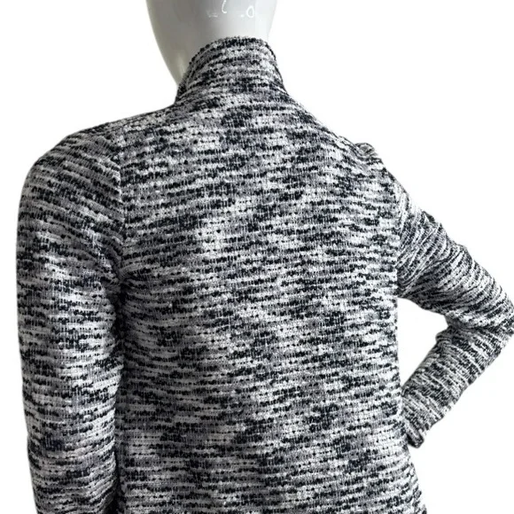 Vince Camuto Navy grey White Waterfall draped Front Long Sleeve jacket Sweater S - Picture 8 of 15